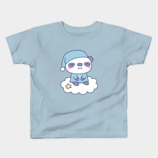 Cute Little Panda In Pajamas On Cloud Kids T-Shirt